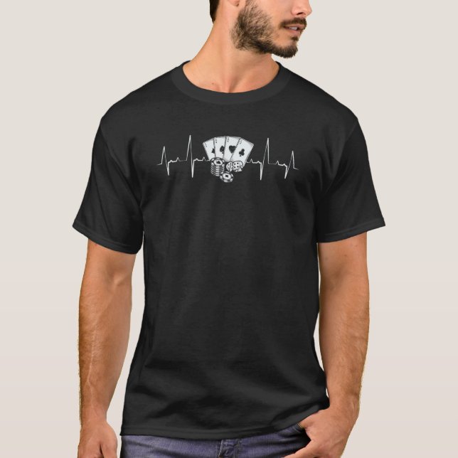 Poker Heartbeat Gambling Addicted Card Casino  Fan T Shirt (Framsida)
