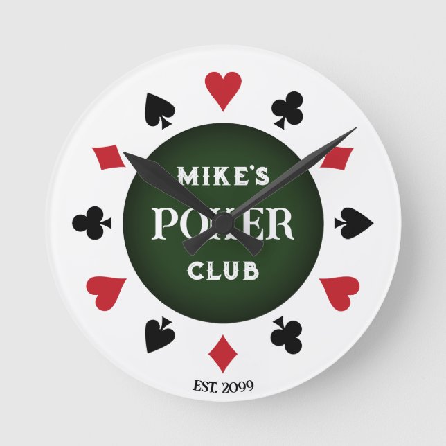 Poker Klubb Black Poker Chip Rund Klocka (Framsida)