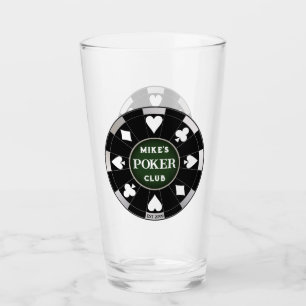 Poker Klubb Chip Beer Soda Glass Drinkware Glaskopp