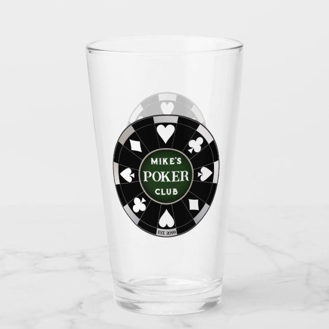 Poker Klubb Chip Beer Soda Glass Drinkware Glaskopp (Framsida)