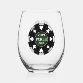 Poker Klubb Chip Beer Stemless Vin Glass Drinkware