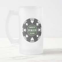Poker Klubb Chip Frosted Beer Mugg Glass Drinkware