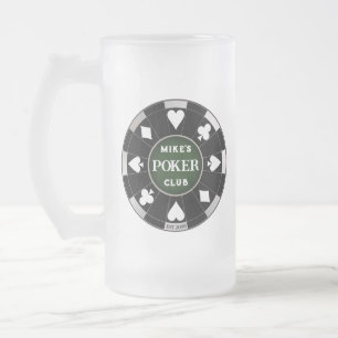 Poker Klubb Chip Frosted Beer Mugg Glass Drinkware