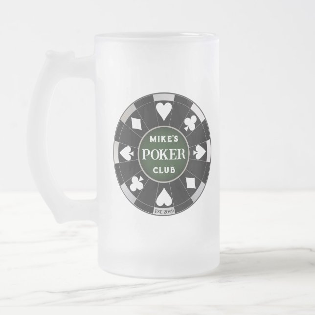 Poker Klubb Chip Frosted Beer Mugg Glass Drinkware (Vänster)