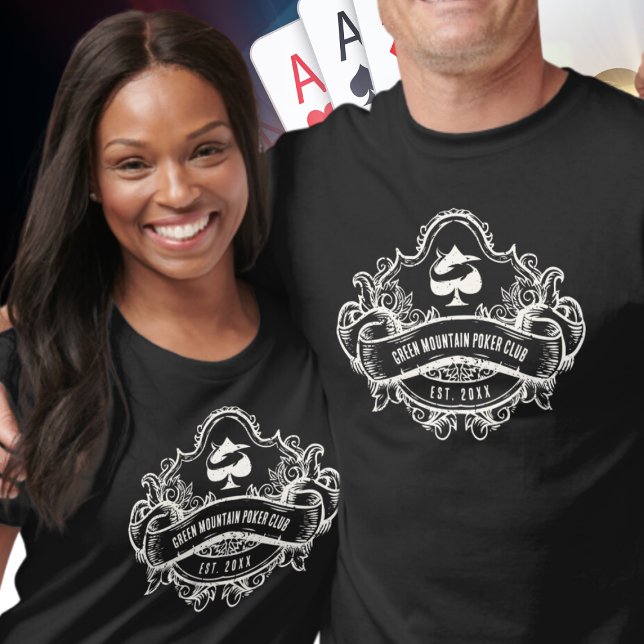 Poker Klubb League Tournament Namn Sponsor på baks T Shirt (Skapare uppladdad)