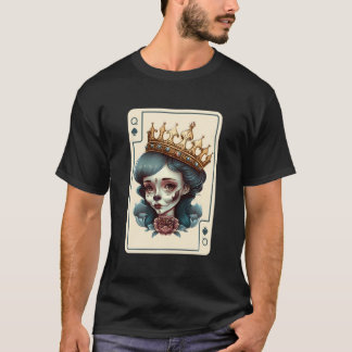 Poker-kort drottning av spades Creepy Gothic Card  T Shirt