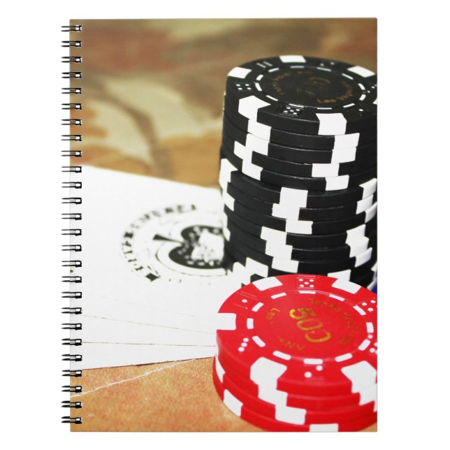 Poker-kort Ess Chip Gambling Casino Win-spel Anteckningsbok (Framsidan)