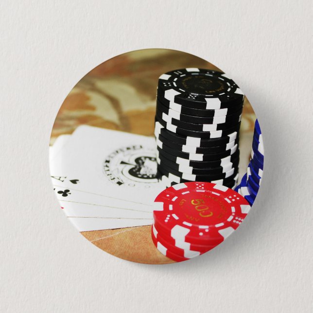 Poker-kort Ess Chip Gambling Casino Win-spel Knapp (Framsida)