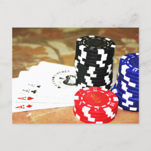 Poker-kort Ess Chip Gambling Casino Win-spel Vykort