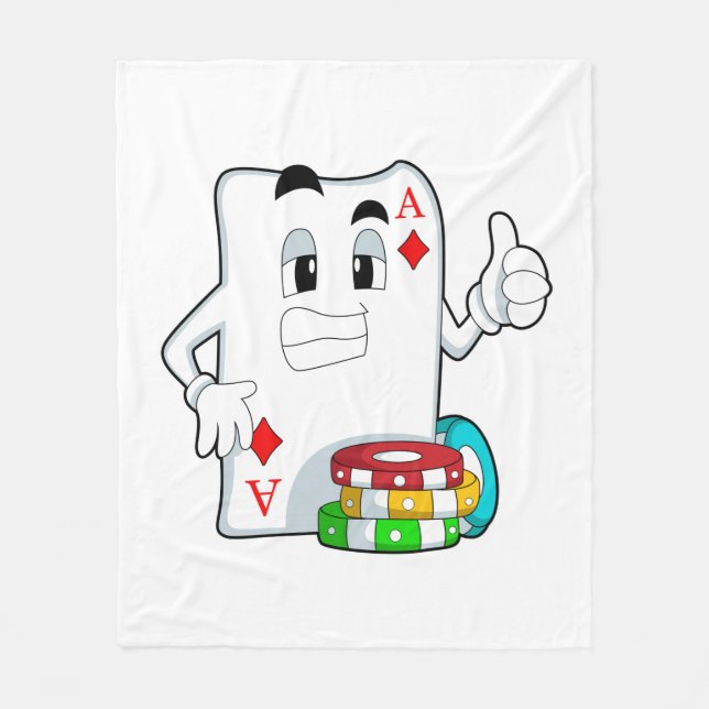 Poker-kort med Poker chip Fleecefilt (Framsidan)