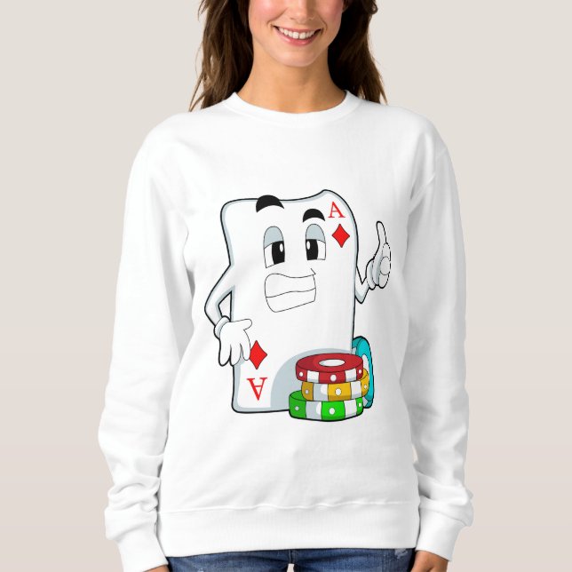 Poker-kort med Poker chip T Shirt (Framsida)