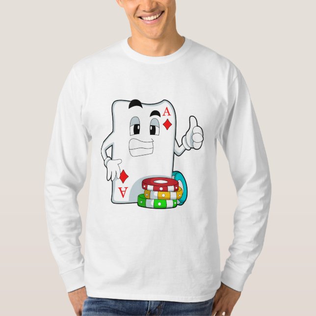 Poker-kort med Poker chip T Shirt (Framsida)
