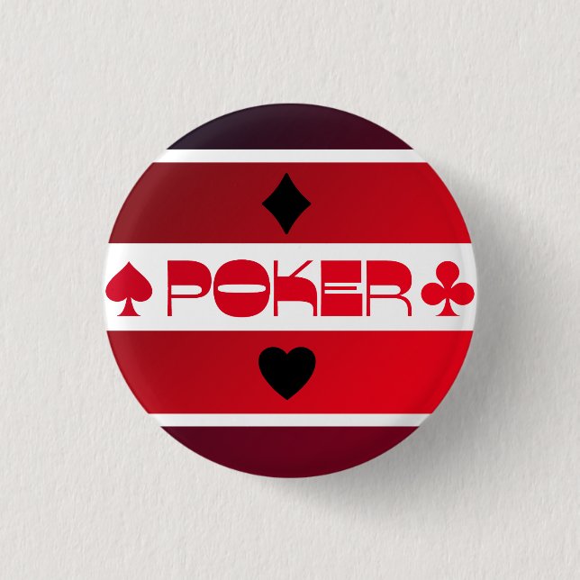 Poker logotyp röd svart, anpassningsbar T-Shirt Knapp (Framsida)