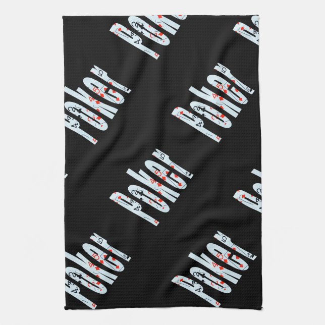 Poker-Logotyp tillverkad av bokkort. Kökshandduk (Vertikal)