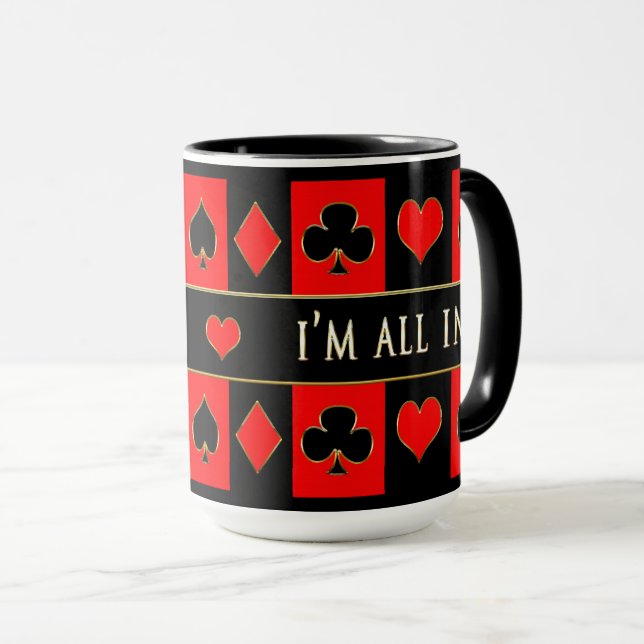 POKER MUGG - jag är bara på - Red/Black/Guld (Framsida höger)
