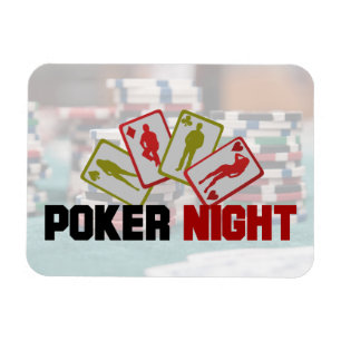 Poker Natt med uppspelningskort och Poker Chip Magnet
