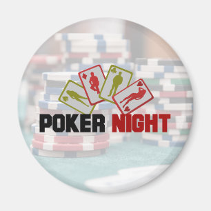 Poker Natt med uppspelningskort och Poker Chip Magnet