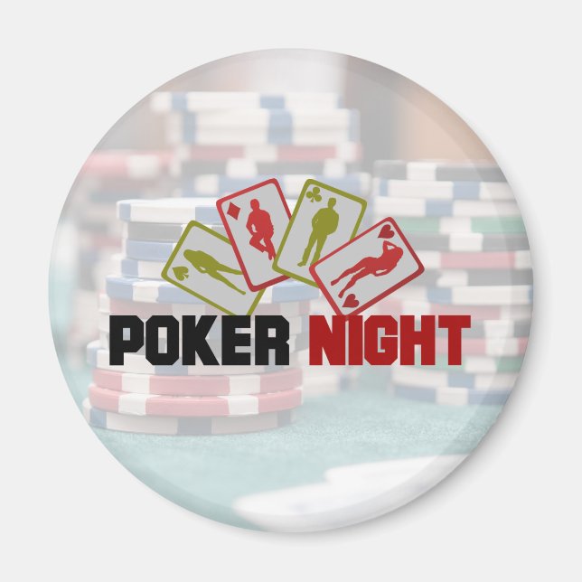Poker Natt med uppspelningskort och Poker Chip Magnet (Framsidan)
