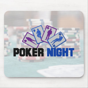 Poker Natt med uppspelningskort och Poker Chip Musmatta