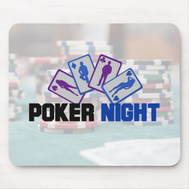Poker Natt med uppspelningskort och Poker Chip Musmatta (Framsidan)