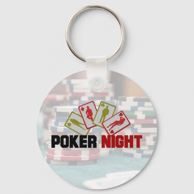 Poker Natt med uppspelningskort och Poker Chip Nyckelring (Framsida)