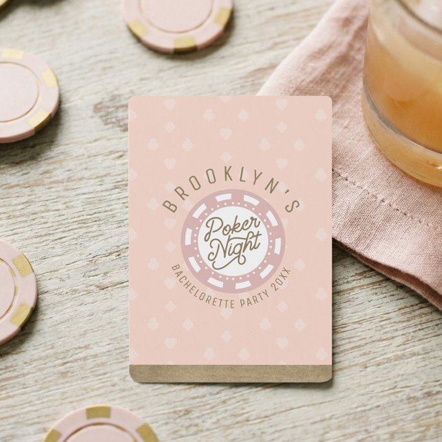 Poker Night Bachelorette Party  Rosa & Guld Casinokort (Bachelorette Party Fun Personalized Poker Night Poker Cards)