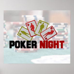 Poker Night med spelkort i Red and Olive Gre Poster