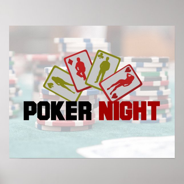 Poker Night med spelkort i Red and Olive Gre Poster (Framsidan)