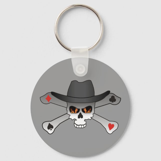 Poker Outlaw-skalle Nyckelring (Framsida)