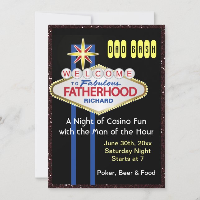Poker Party New Pappa Baby Shower Inbjudningar (Framsida)