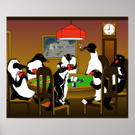 Poker penguin poster