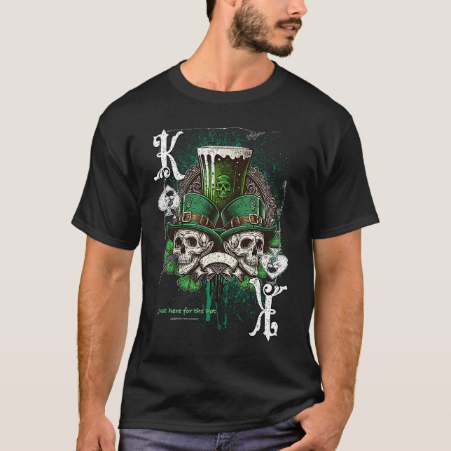 Poker Player Apparel Patricks Day Green Skulls T Shirt (Framsida)