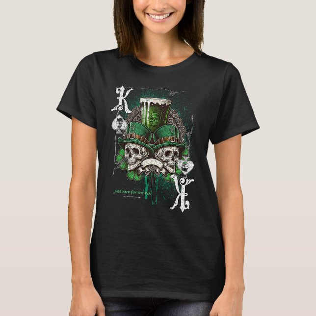 Poker Player Apparel Patricks Day Green Skulls T Shirt (Framsida)