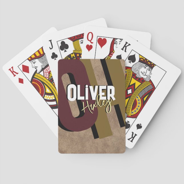 Poker Player Namn Coola Bold Monogram Casinokort (Baksidan)