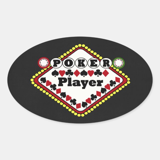 Poker Player Ovalt Klistermärke (Framsida)