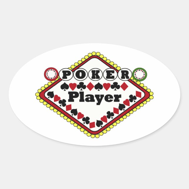 Poker Player Ovalt Klistermärke (Framsida)