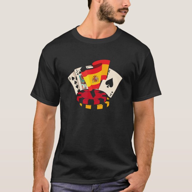 Poker Player Spain Flagga Gambling Casino Spelare T Shirt (Framsida)