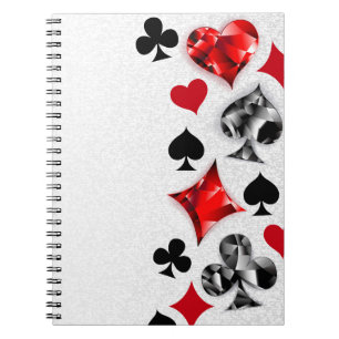 Poker Player Spelare spelar kort Kostym Las Vegas Anteckningsbok