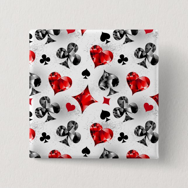 Poker Player Spelare spelar kort Kostym Las Vegas Knapp (Framsida)