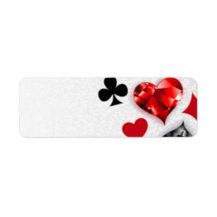 Poker Player Spelare spelar kort Kostym Las Vegas Returadress Etikett