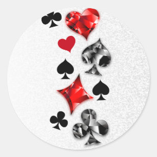 Poker Player Spelare spelar kort Kostym Las Vegas Runt Klistermärke