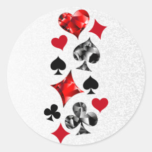 Poker Player Spelare spelar upp Card Kostym LasSti Runt Klistermärke