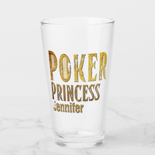 Poker princess guld lustig personaliserbar glaskopp (Framsida)