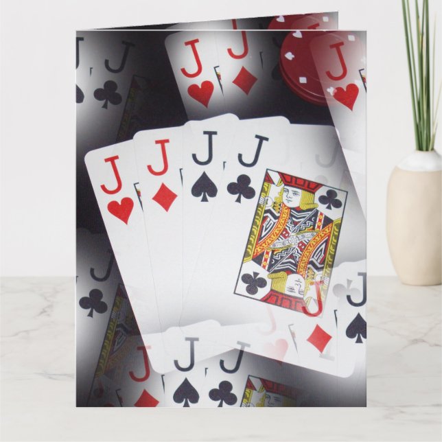 Poker,_Quad_Jacks,_Big_Hälsning_Card. Kort (Framsida)