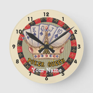 Poker Queen Clock Rund Klocka