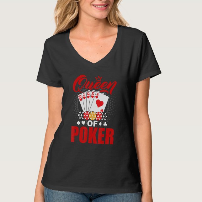 Poker Queen Gambling Casino Card Game Hand Bluff F T Shirt (Framsida)