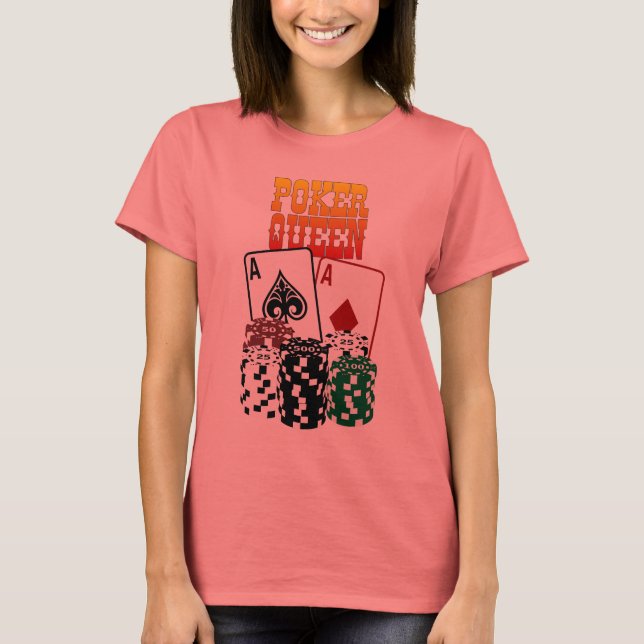 Poker Queen - Två Ess och Chip T Shirt (Framsida)