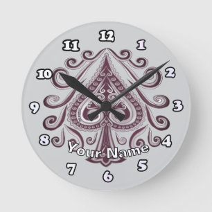 Poker Spader Rund Klocka