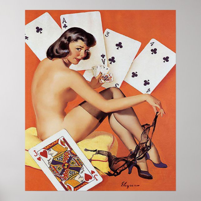 poker, spel, stift upp flickor, stift, pinup poster (Framsidan)