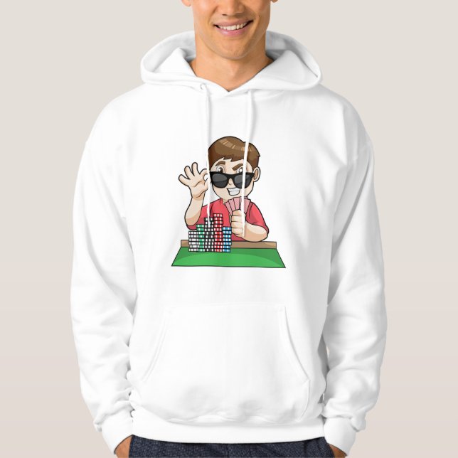 Poker-spelare vid Poker med Sunglasses Hoodie (Framsida)